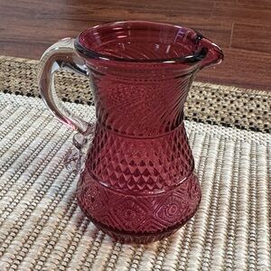 Vintage Pilgrim Glass cranberry red mini pitcher